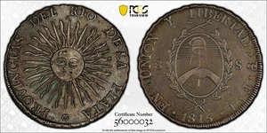 1815-PTS FL Argentina 8 Soles Silver Coin Potosi Mint PCGS AU-Details - Picture 1 of 5