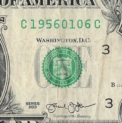 JAN 06 1956 Birthday Fancy Serial Number Date Note One Dollar Bill 01 06 1956 - Image 1 of 4