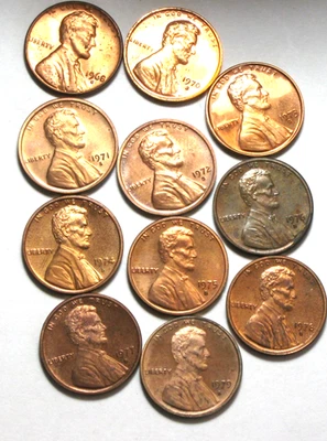1970 S -1979 S + 1968-S Lincoln Memorial Cents 11 Coins - Image 1 of 4