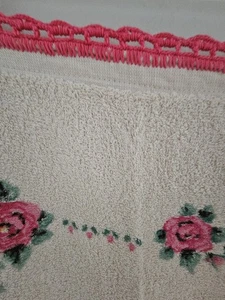 Vintage Handtuch Rosen in Körben rosa gehäkelt - Bild 1 von 6