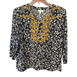 J. Jill Damen Top Gr. Small Petite 100% Viskose bestickt Mieder Boho Bauern - Bild 1 von 8