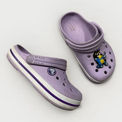 CROCS Girls Classic Clog Light Water Sandals Purple Lilac Bluey  jibbitz Sz 9 - Image 1 of 4