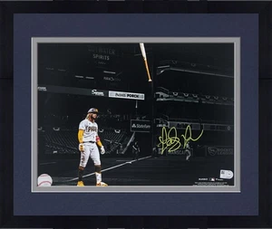 Framed Fernando Tatis Jr Padres Signed 11x14 Bat Flip Spotlight Photo - Yellow - Picture 1 of 1