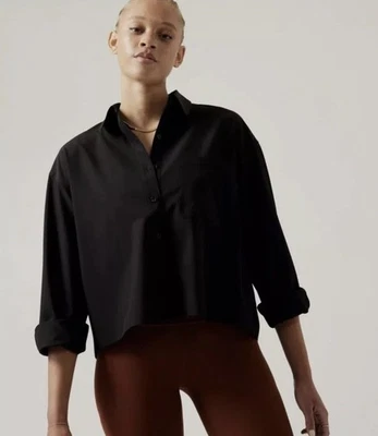 Athleta Cropped Stretch Tech Top Size 3X Black #882545 - Image 1 of 4