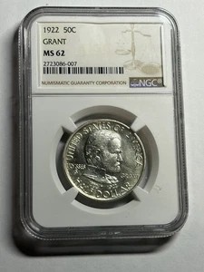 1922 50C Grant Memorial Commemorative Silver Half Dollar NGC MS62 Blast White - Picture 1 of 4