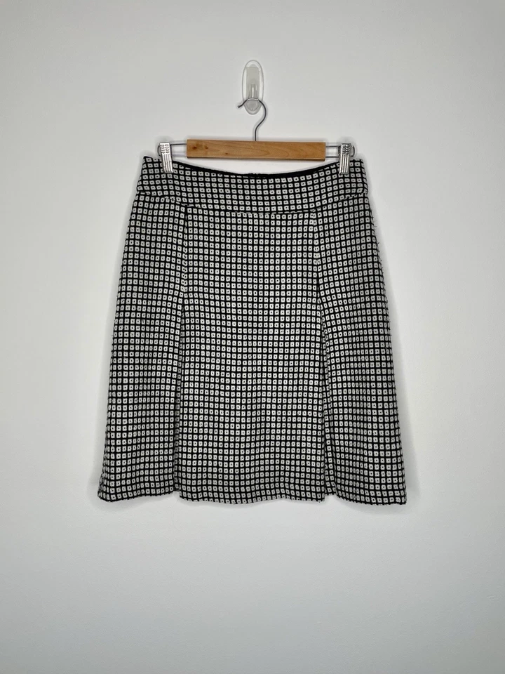 Laura Ashley Wool Blend Skirt Geometric A-Line Knee Length Box Pleat Front UK 10 - Image 1 of 4