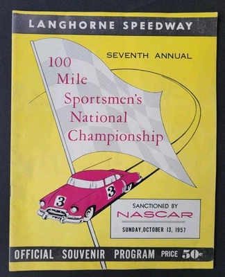1957 NASCAR Sportmen's C'ship Langhorne Speedway Program, Glenn Guthrie Wins - Image 1 of 4