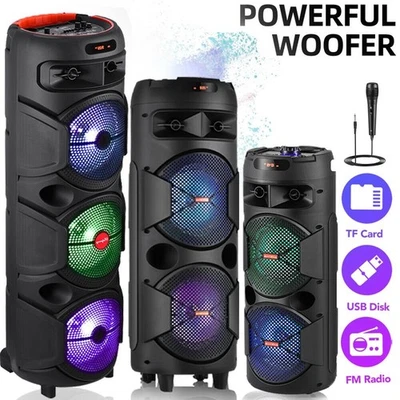 Altavoz Portátil Bluetooth Doble 8" Woofer Bajo Pesado Fiesta Sistema de Sonido Micrófono FM Foto 1 de 4