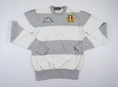 Suéter Kappa Para Hombre Pequeño Blanco Gris Tejido Cuello Redondo Italia Rayas Fútbol Fútbol Foto 1 de 4