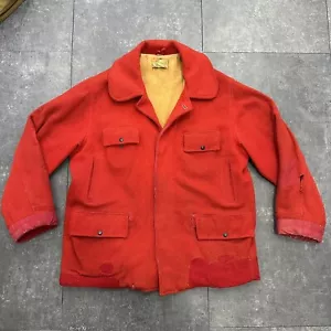 Vtg Mens XL Duxbak Red Heavy Wool Hunting Coat 40’s 50’s Utica Elmer Fudd - Picture 1 of 16