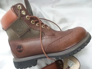 Timberland A1GJB Herren Braun/Grün/Hellbraun Leder Budapester Brogue Stiefel US 9/UK 8 - Bild 1 von 24