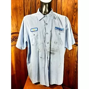 Vintage Disneyland Resort Workers Uniform Mens 3XL Short Sleeve Button Up Blue P - Picture 1 of 7