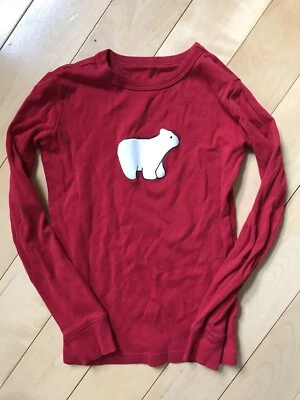 Lands end 睡衣上衣 儿童 8 码 北极熊 红色 棉 — 第 1/2 张图片