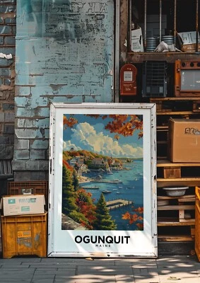 Ogunquit Maine Vintage Style Travel Poster - Home Decor, Wall Art - Image 1 of 4
