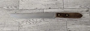 Vintage Robinson Stainless Slicing Knife 8” Straight Edge Wood Handle USA Made - Picture 1 of 9