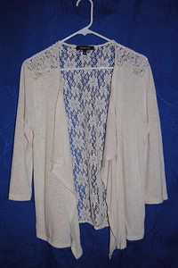 Women's RELATIVITY Off White Cardigan Sweater/Knit Top Size M Part Lacy - Picture 1 of 5