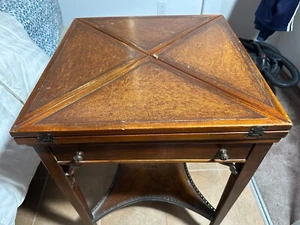 THEODORE ALEXANDER Leather Top Game Table - Picture 1 of 5