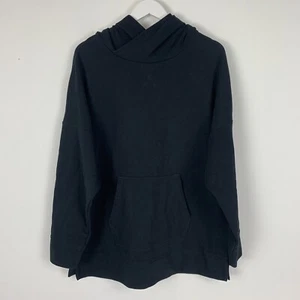 Fabletics Womens Large Hoodie Sweatshirt Side Slits Solid Black - Picture 1 of 4