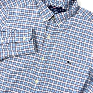 Vineyard Vines Slim Fit Tucker Shirt Men's S Performance Stretch Blue Plaid - Picture 1 of 6