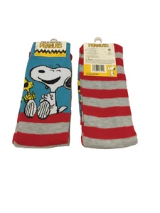 PEANUTS Happy Snoopy & Woodstock 1 Par Calcetines Crew Adultos Zapatos Tallas 6-12 Nuevo con Etiquetas - Imagen 1 de 1