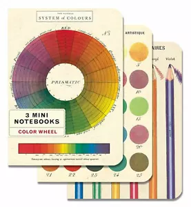 Cavallini - Juego de 3 Mini Cuadernos - Rueda de Color - Forrado, Blanco y Gráfico Interior - Imagen 1 de 4