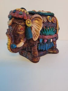 Exotic Colorful Elephant Figure, Ornately Decorated, India, Statue - Picture 1 of 8