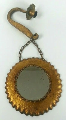 Vieux Carre Candle Shop New Orleans LA Cast Florentine Iron Candle Holder Mirror - Image 1 of 4