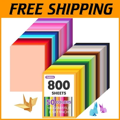800 Sheets 8.5"x11" Colored Cardstock - 50 Assorted Colors - Image 1 of 4