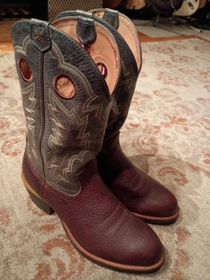 TWISTED X BROWN & BLUE BULL HIDE LEATHER ROUND TOE COWBOY BOOTS #MRS0033 MENS 11 - Image 1 of 4
