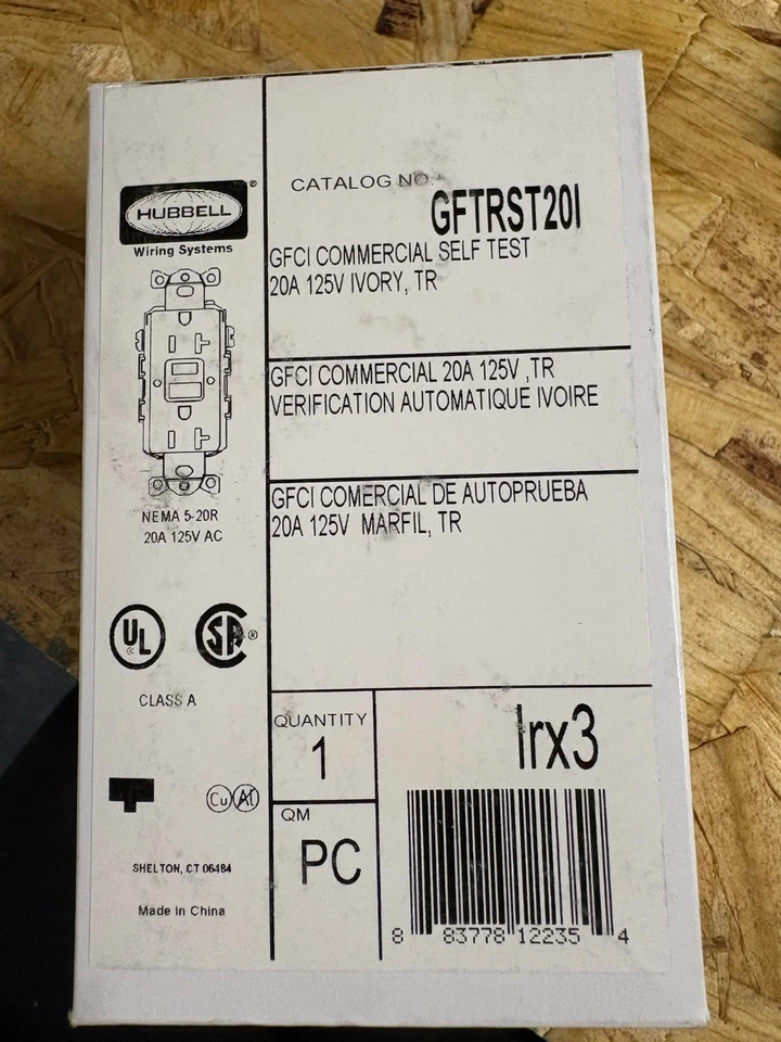 Autoprueba comercial Hubbell GFCI # GFTRST201 Foto 1 de 1