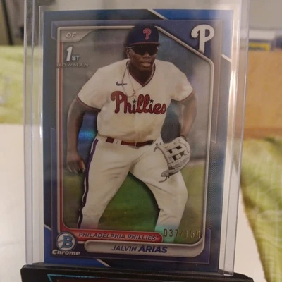 Jalvin Arias RISING STAR UP & COMING📈 1st Blue Refractor 37/150 - Phillies  - Image 1 of 3