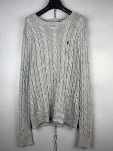 Polo Ralph Lauren Cotton Cable Knit Gray Sweater Pullover Sz S / M - Picture 1 of 20