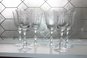 6 copas de agua de vino grabadas Cambridge Rose Point vintage 7 5/8" - Imagen 1 de 5