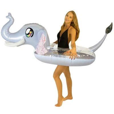 PoolCandy 48"Jumbo Glitter Elephant Pool Tube with Drink Float PC6048GEL - Image 1 of 4
