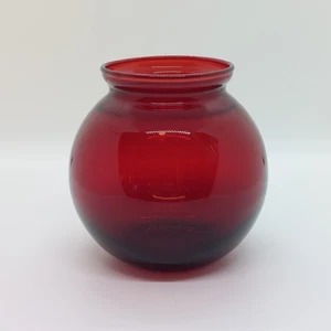 Royal rubinrote Anchor Hocking Glas Efeu Kugel Vase Vintage keine Chips oder Risse - Bild 1 von 5