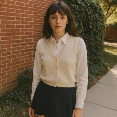 Brandy Melville Knit Sweater Vest Womens One Size Cream Cashmere Wool Blend - Image 1 of 4