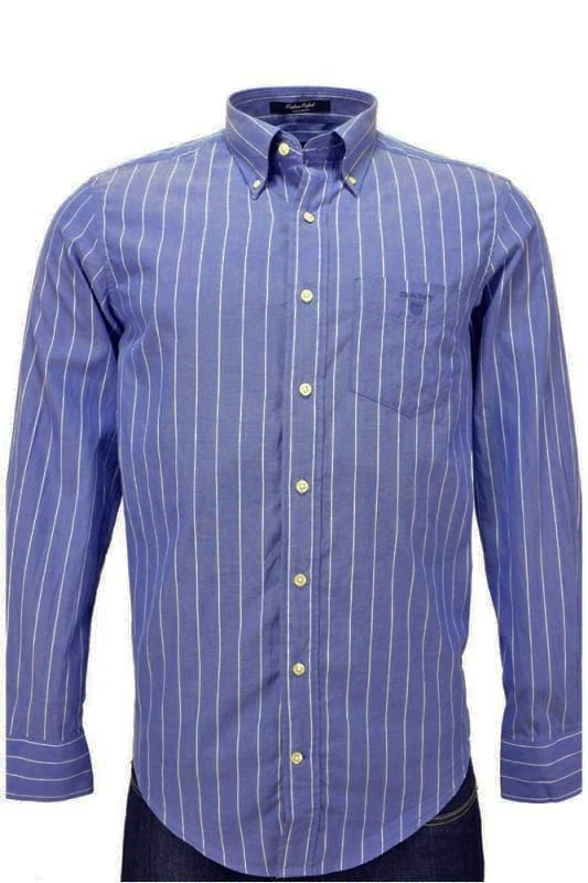 Camisa GANT Azul Crujiente Hudson Oxford Rayas Abotonada 340752 Talla Mediana Foto 1 de 1