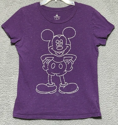 NUEVO CON ETIQUETAS Camisa Mickey Mouse Para Mujer Parques Disney Talla 1X Púrpura Con Brillos Plateados Foto 1 de 4