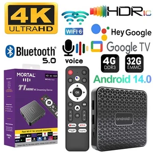 Android 14 Smart TV Box 8K HDMI Quad Core HD Bluetooth WIFI Media Stream Player - Picture 1 of 11