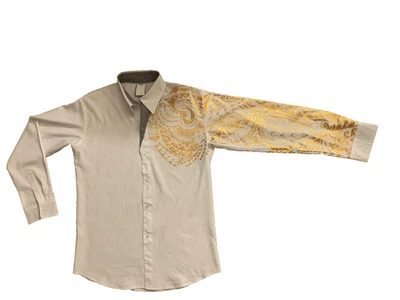 Tribal Dress Shirt Men’s XL White and Gold Long Sleeve - Image 1 of 4