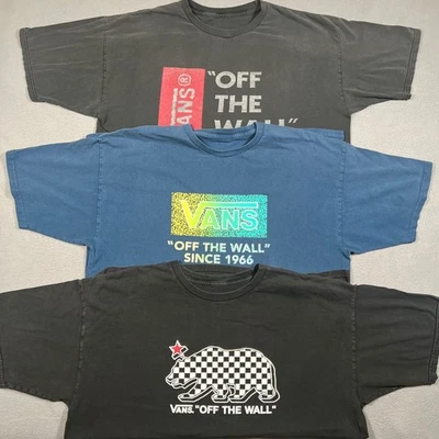 Lote de 3 camisetas vintage Vans Off The Wall para hombre XL negras azules años 90 gráfico Y2K Foto 1 de 4