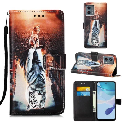 Para Motorola Moto Serie "Todas" Cuero Magnético Abatible Soporte Tarjeta Billetera Estuche Cubierta Foto 1 de 4