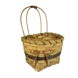 Handcrafted Woven Bow Basket Double Arch Handle Natural Rustic Storage decor - Picture 1 of 14