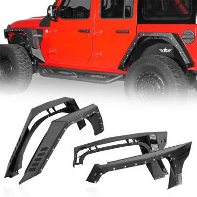 Guardabarros delantero de acero llamaradas/guardabarros trasero apto para Jeep Wrangler JL 2018-2024 4 puertas Foto 1 de 4