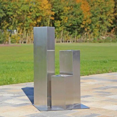 3 Säulen Edelstahlelement Skulptur Gartenbrunnen Edelstahl Wassersäulen Deko 1 - Bild 1 von 4