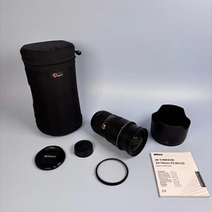 NIKON AF-S NIKOR 24mm-70mm F2.8G ED NANO CRYSTAL COAT LENS CAP HOOD LOWEPRO CASE - Picture 1 of 11