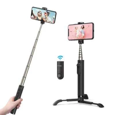 Mini Extendable 3 in 1 Aluminum Bluetooth Selfie Stick Tripod w/ Wireless Remote - Image 1 of 4