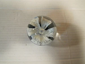 Vintage Glass Paperweight White Flower w/ Blue Base - Picture 1 of 3