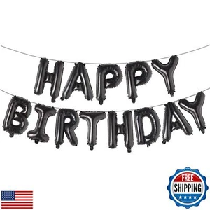 16 Inch Black Happy Birthday Aluminum Foil Letters Balloons Birthday Balloons - Picture 1 of 4