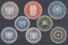 Germany, 8 embossed Municipal & State Seals, VF appearing